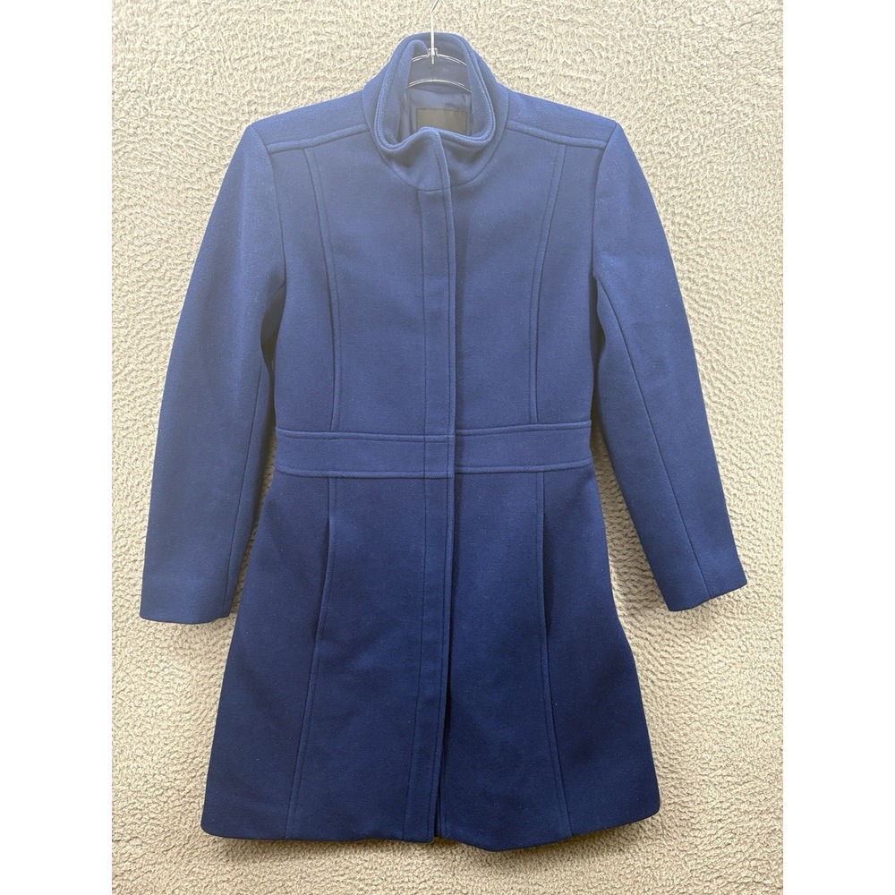 Theory Coat Womens XS Cobalt Blue Wool‎ Cashmere Blend Funnel Neck Jacket Lined